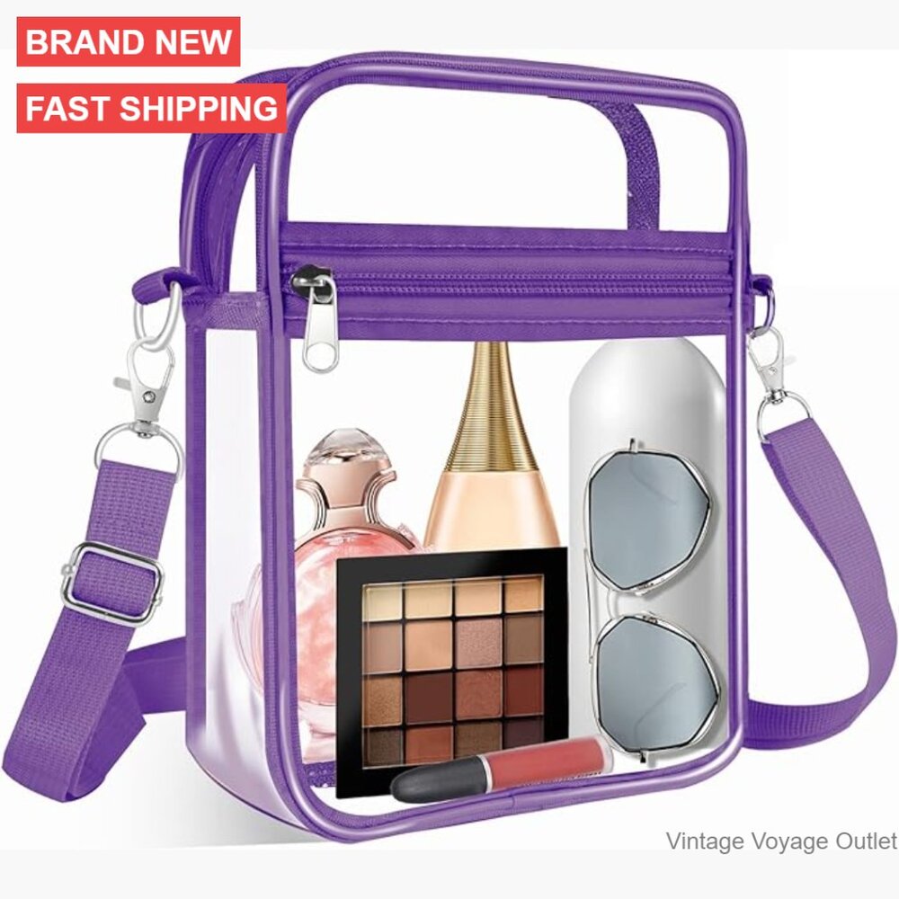 Clear Crossbody Bag Stadium Approved With Adjustable Strap, 8.5x6.7x2.4 Inches